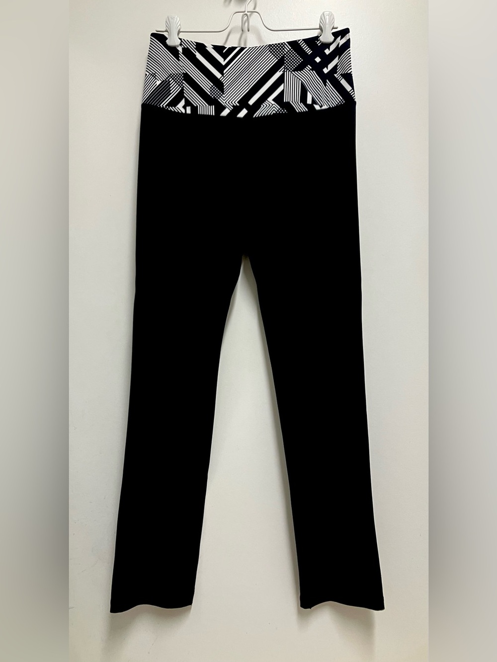 Victoria's Secret Black Workout Pants with Black-and-White Geometric Waistband